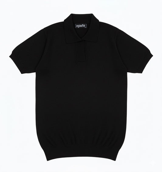 MISFIT EG™ Knitted Polo T-Shirt (BLACK)