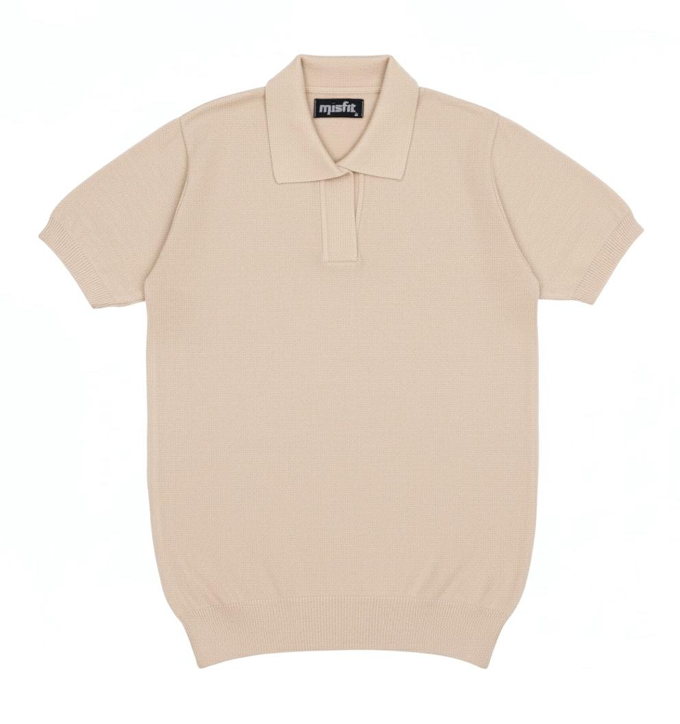 BEIGE KNITTED POLO