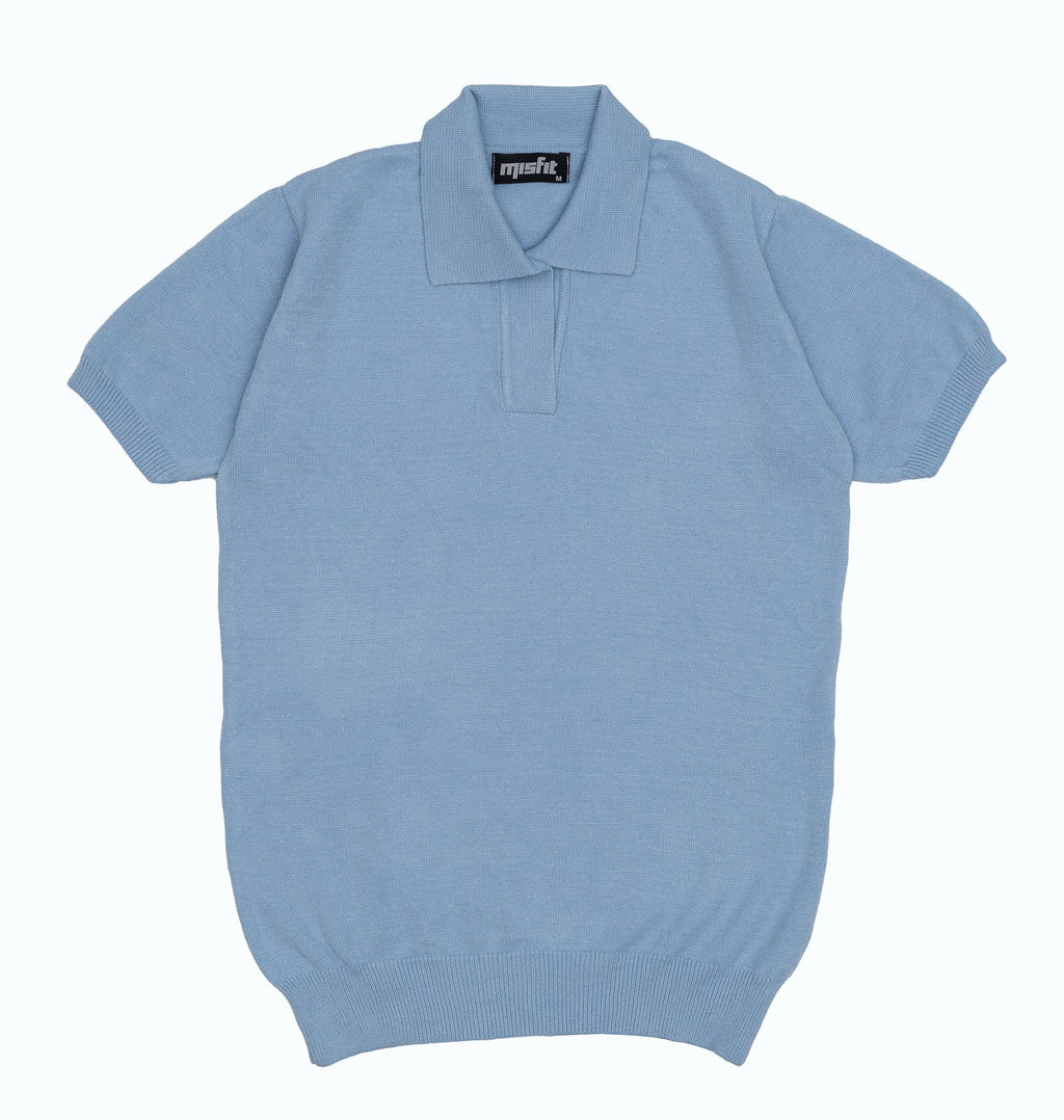 BLUE KNITTED POLO
