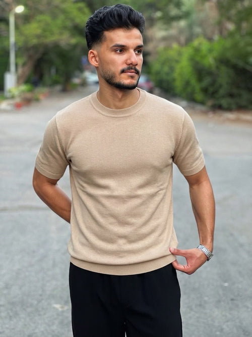 BEIGE KNITTED ROUND